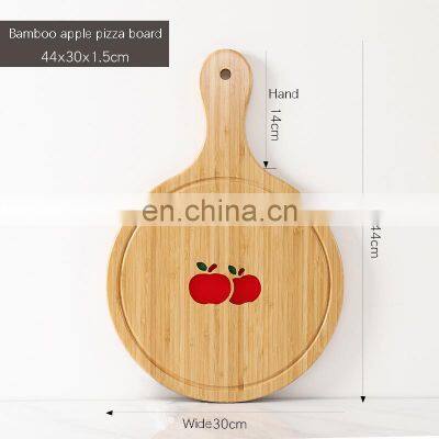 Hot selling Apple Painting Bamboo Cutting Chopping Blocks Wooden Pizza Plates Storage Tray For Food Kitchen Utensil Accessory