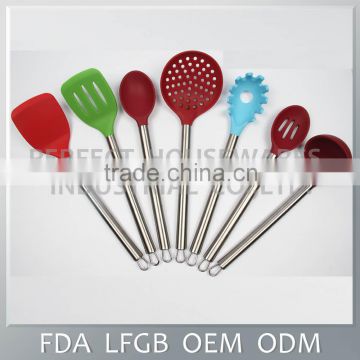 Hot sale fashionable wholesale Stainless Steel Handle silicone tool / silicone kitchen utensil set