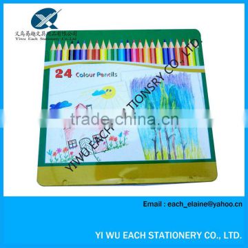 7 inch wooden jumbo multi colour pencil with iron box