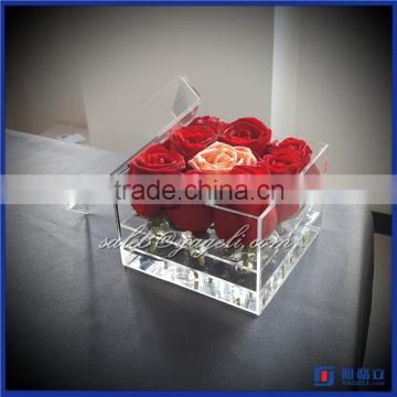 wholesale clear acrylic flowers box cut hat rose box for flower packaging box