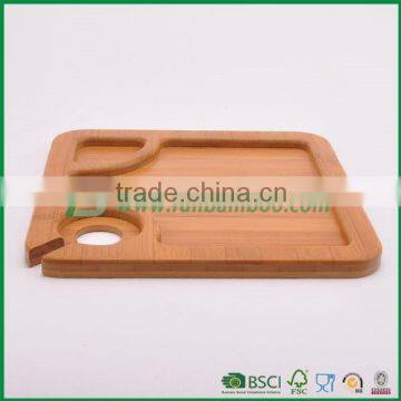 Fuboo bamboo service trays food tray with cup holder goblet holder