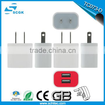 Dual USB EU OEM for ipad for mobile phone travel charger factory popular wholesale