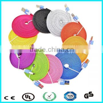Colorful custom flat braid usb cable