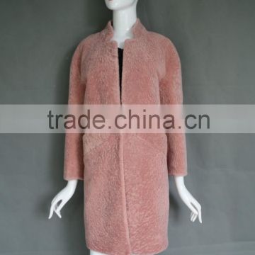 Factory direct whoesale lady's sheared merino lamb fur double face jacket