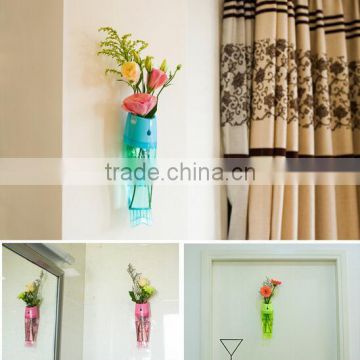 DIY Home Room Decor plastic Mini Wall Hanging Flower Plant Vase Tank