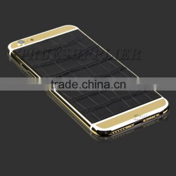 China goods real leather for iphone 6s gold housing with back cover