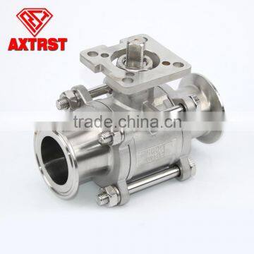 3pc clamp type stainless steel ball valve with ISO5211 mounting pad