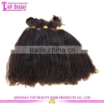 Wholesale Price Natural Black Afro Kinky Curly Bulk Human Hair Indian Virgin Hair Afro Kinky Human Hair Bulk For Black Women