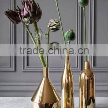 Home Decor Brass Flower Vases Shiny Polished