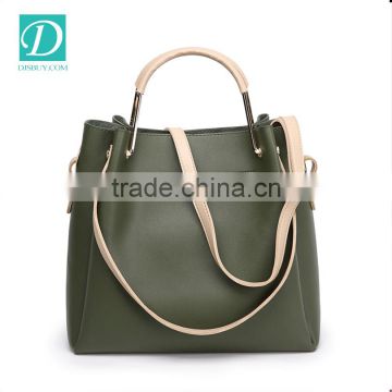 Army Green Metal Handle Handbag Fashion Messenger Bag