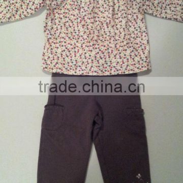 Girls Baby Toddler Flowered Shirt and Brown Pants Manufactuer