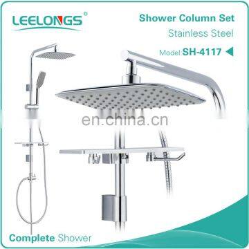 Leelongs Bathroom Wall Stainless Steel Rain Shower Column Bar Set