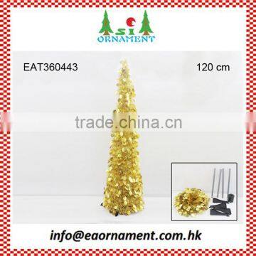 Set of gold pop-up tinsel christmas tree