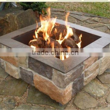 Square Stone Finish Outdoor Patio Gas Fire Pit Burner