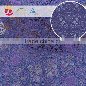 Wholesale high quality cotton polyimade purple flower lace fabric