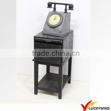 Small Black Finish Antique Wooden Telephone Table