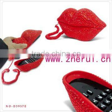 Fashion crystal diamond bling handmade gifts Lips telephone