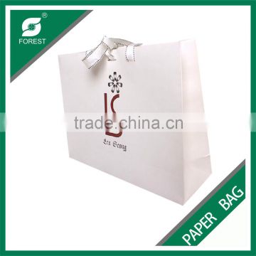 WHITE COLOR CHEAP SHOPPING KRAFT BAG WITH TISSUE HANDLE
