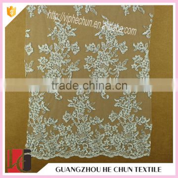 HC-6125-1 Hechun Guangzhou Export Orders Bling Hot Fix Bridal Lace Fabric