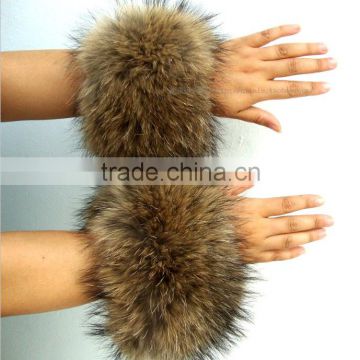 Popular Design Raccoon Fur Coat Sleeves Cuffs Fox Fur Hand Covers Ladies Coat Sleeve Decoration