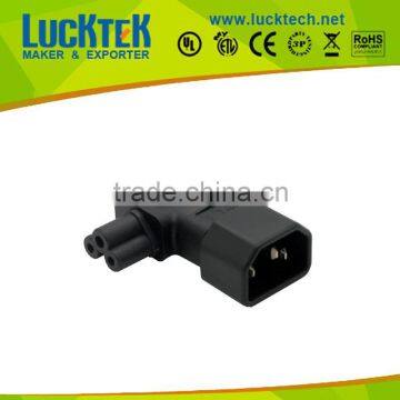 C14 to IEC C5 angled power adapter connector