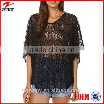 Sexy Black All Over Scallop Lace Lady Top Wholesale Woman Clothing
