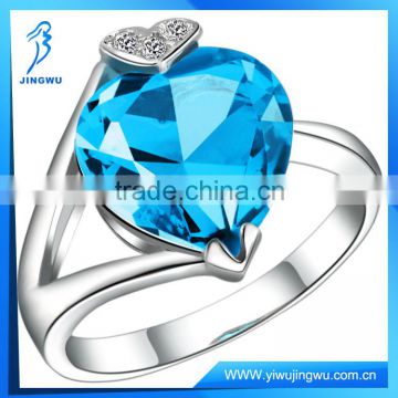 2014 popular heart blue rhinestone ring for women design