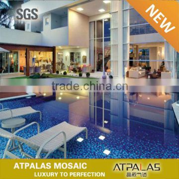 blue swimming pool color shift glass mosaic tiles