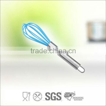 Blue Silicone egg whisk with s/s handle