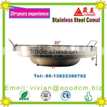Comal Stainless Steel 22" Acero Inoxidable Concave Outdoors Stir Fry Heavy Duty Comal Para Freir
