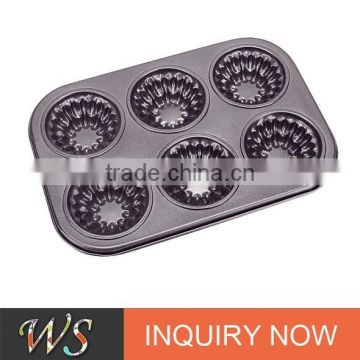 6 Cups Sock Shape Carbon Steel Muffin Mould for Bakery