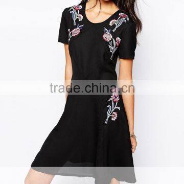 new elegant fashion lady prom party dress quality factory wholesale short sleeve dresses evening pattern