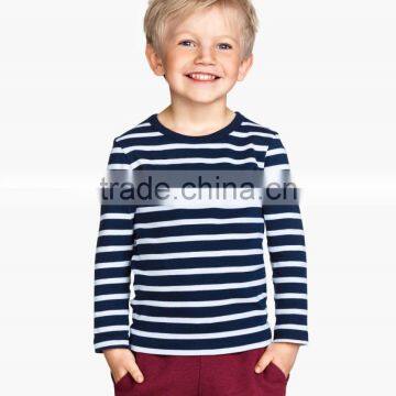 Comfortable striped 65 polyester 35 cotton kids t shirt