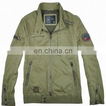 mens spring slim fit handsome military style denim embroidery bomber jacket