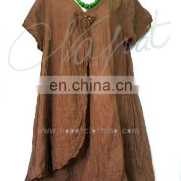 Wholesales fashion women 100% thai cotton T-shirt, brown color shirt.