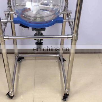 Jacketed Bioreactor 50L Dual Layer Chemical Glass Mixing Reactor