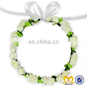 Decorative Beautiful Small Flowers And Green Leaves Girl Flower Garland Headband For Festival or Wedding Flower Garland