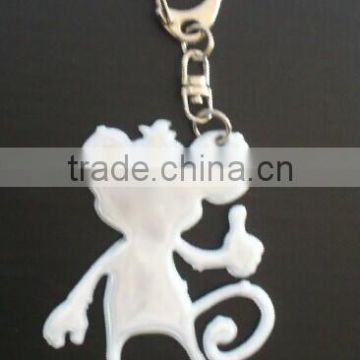 HOT selling soft plastic reflective safety keychain hanger EN13356