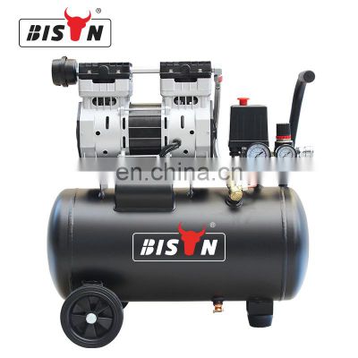 Bison China 24L 750W 8Bar 1 Hp Portable Silent Mini Electric Oil Free Piston Air Compressor 220V