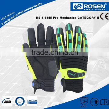 RS SAFETY Synthetic leather palm glove in mechanic Safety work glove for impact protection