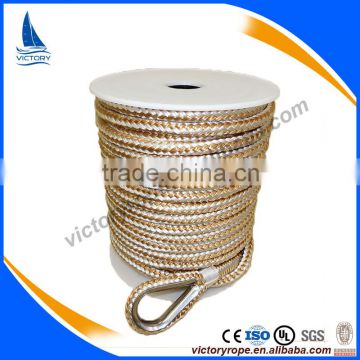 gold white braided line anchor rope for ship and boat