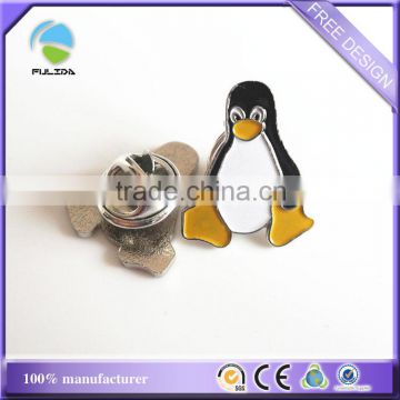 custom animal penguin shaped metal lapel pin badge