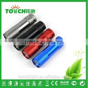 3*AAA Battery flashlight 9 Led Mini Torch Flash 4 colors for Camping