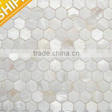 Pure white hexangon freshwater shell mosaic river mother of pearl mosaic