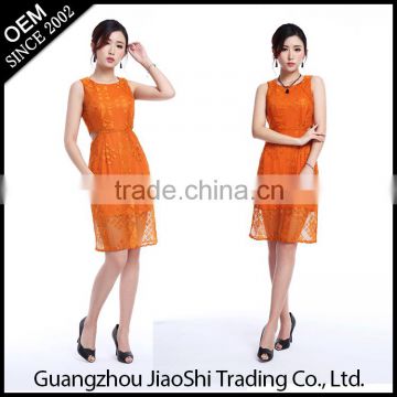 China OEM supplier new stylish design sleeveless pretty one piece dress for ladies