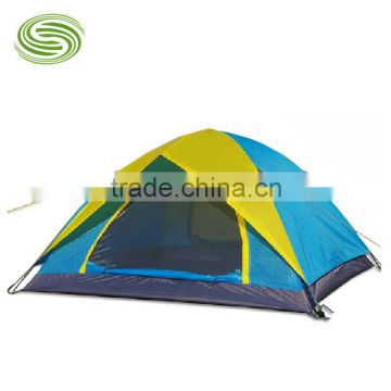 Wholesale or Retail Camping Tents Outdoor 3-4 Persons Tents Double Door Tents Blue and Yellow Tents Outdoor shelter