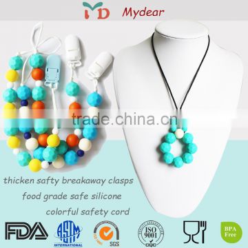 China supplier baby silicone teething chunky rainbow bubblegum necklace