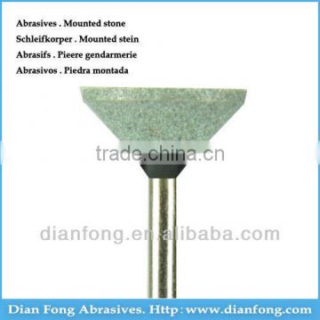 G-04 HP Shank Wheel Shaped Silicone Carbide Maded Medium Grit Green Mounted Stone Silicon Carbide Grinding Burs