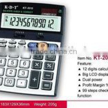 hot selling 99 steps check&correct function dual power calculator KT-2012