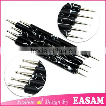 black acrylic material nail dotting pen set 5pcs packed by opp bag